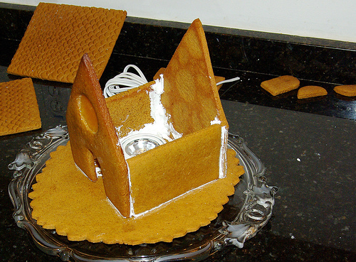 Gingerbread house with no roof